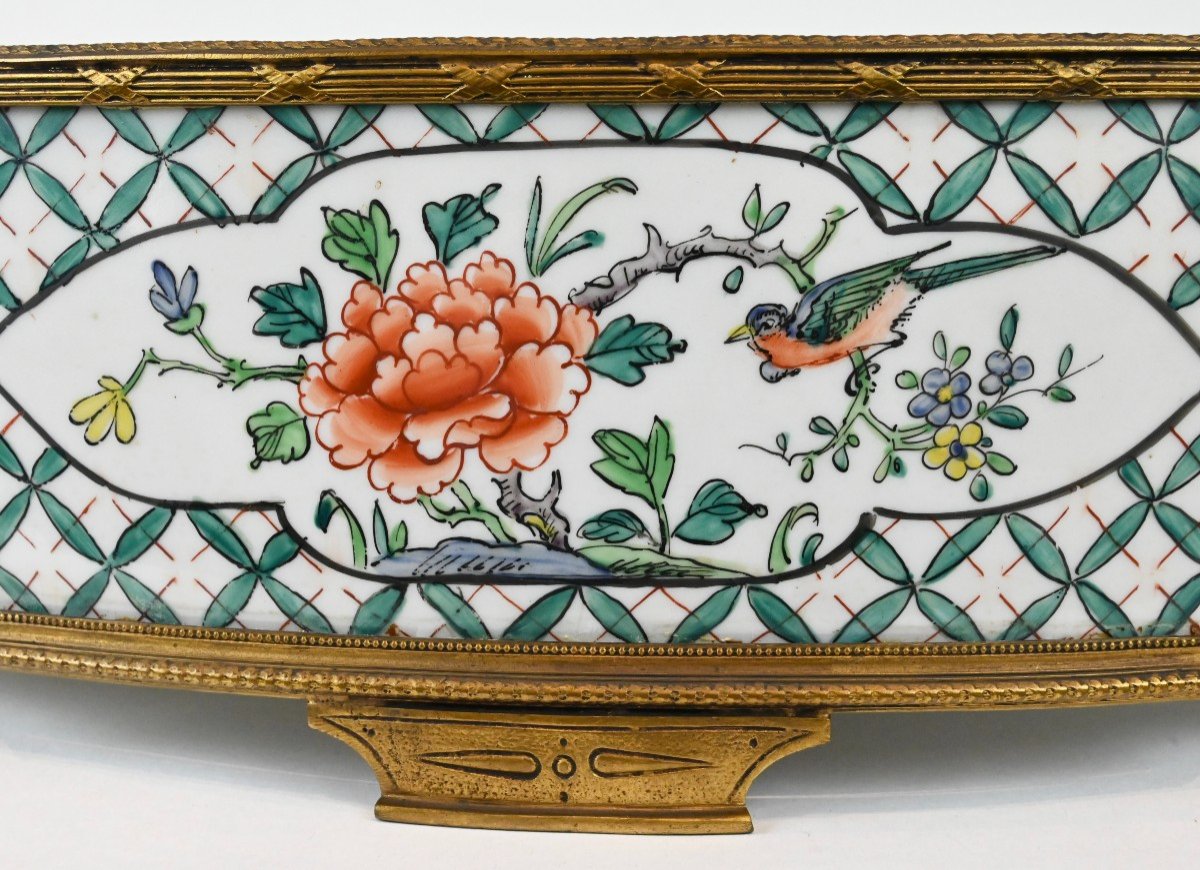 Centre De Table En Porcelaine Polychrome Avec Motifs Floraux - Chine Début Du 20e Siècle-photo-4